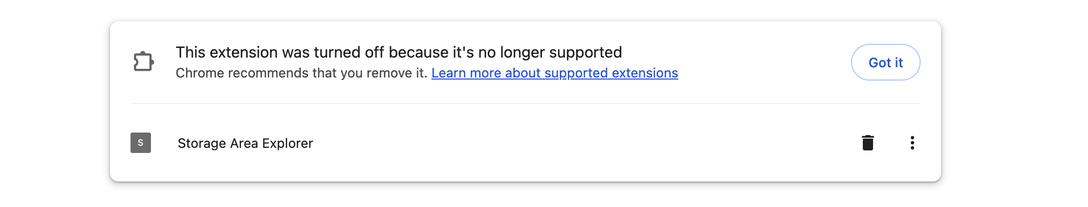 Screenshot from Chrome Web Store entry saying 'This extension was turned off.'